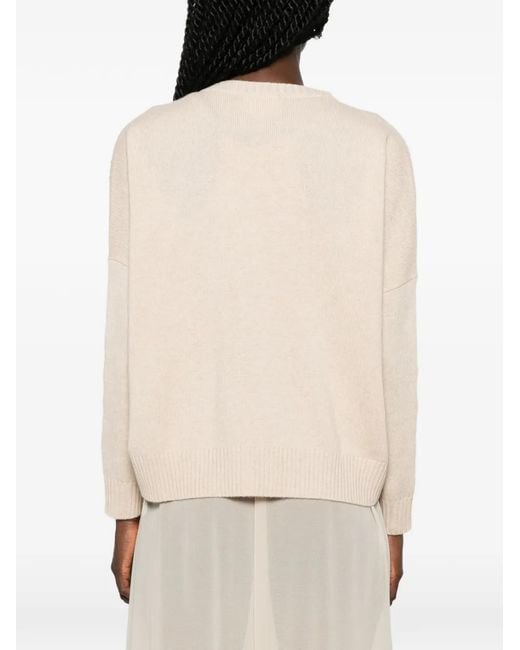 Kujten Natural Amelina Whipstitch-Trim Sweater