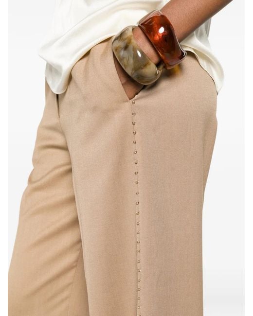 Forte_forte White Bead-Embellished Wide-Leg Trousers