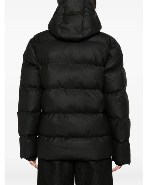 Rains Black Alta Hooded Quilted Jacket
