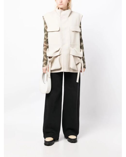 JNBY White Multiple-Pocket Wool Vest
