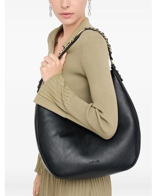 Liu Jo Black Large Chain-Embellished Shoulder Bag