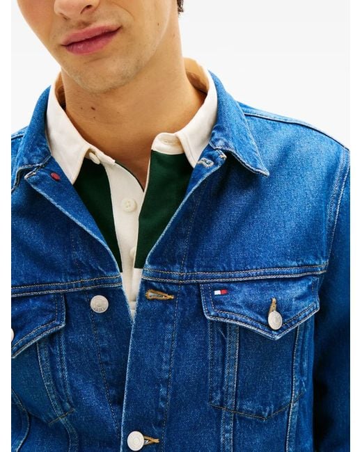Tommy Hilfiger Blue Faded-Wash Denim Jacket for men