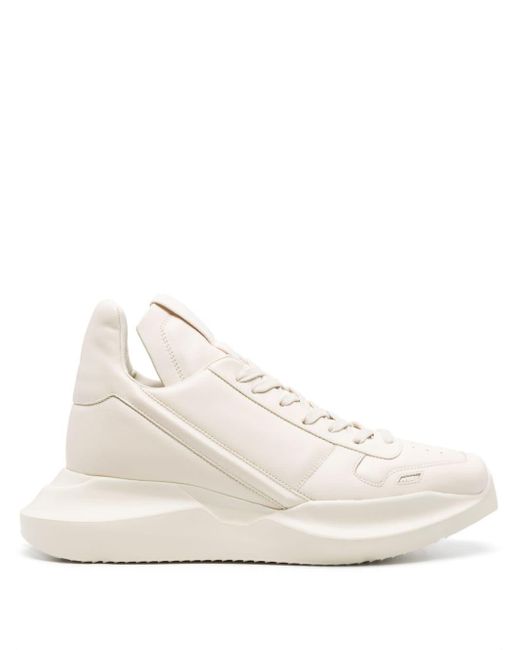 Rick Owens White Geth Runner Leather Sneakers for men