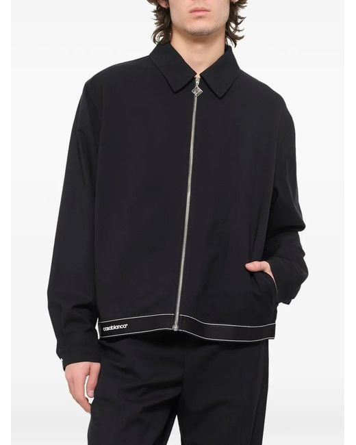 Casablanca Blue Logo-Embroidered Zip-Up Jacket for men