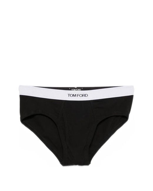 Tom Ford Black Logo-Waistband Briefs for men