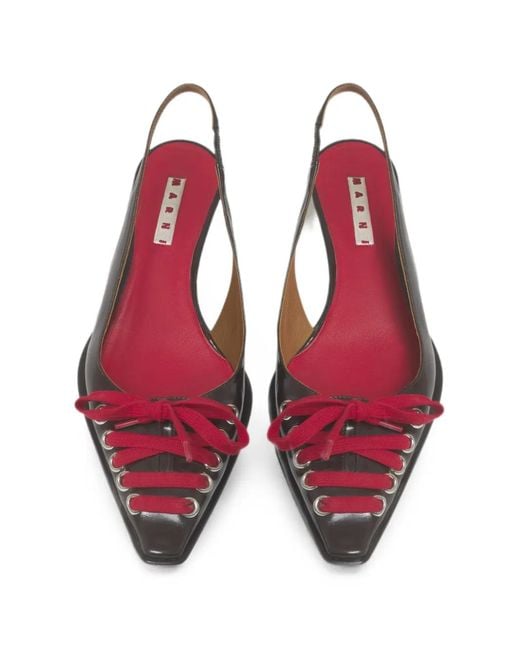 Marni Multicolor Escarpins En Cuir Foncé Kat Slingback