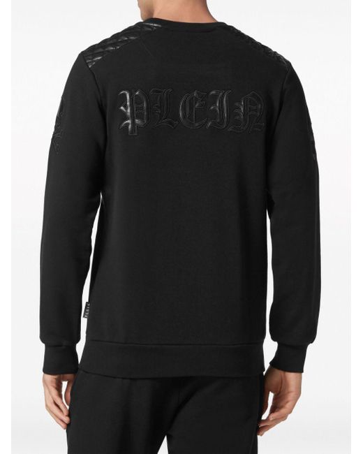 Philipp Plein Sweater Met Logopatch En Vlakken in het Black voor heren