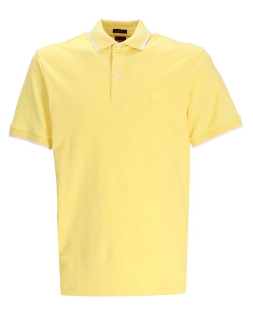 Boss Yellow Logo-appliqué Cotton Polo Shirt for men