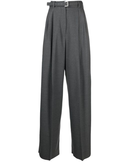 Sportmax Gray Belted Pleated Trousers