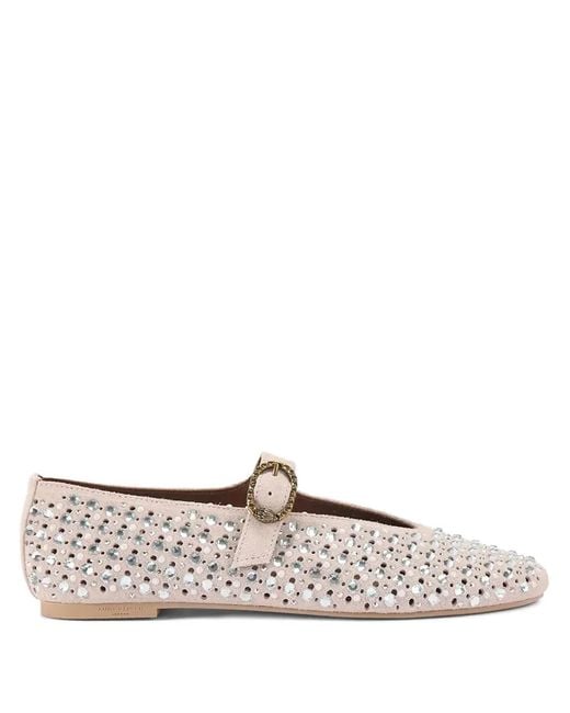 Kurt Geiger White Mayfair Embellished Ballet Flats