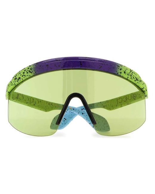 Gucci Green Logo-Print Mask-Frame Sunglasses
