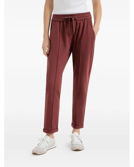 Brunello Cucinelli Red Drawstring Track Pants