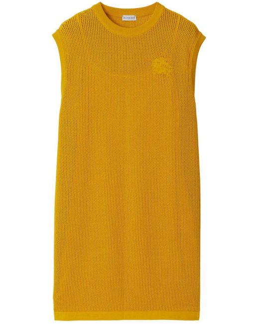 Burberry Yellow Mesh-Kleid mit EKD-Stickerei