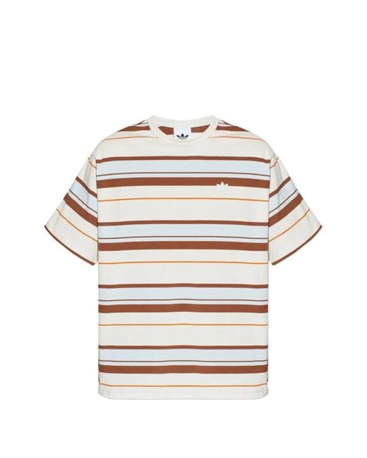 Adidas Gray Striped Logo-Patch T-Shirt for men