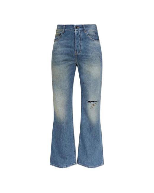 Amiri Blue Distressed Paint-Splatter Jeans for men