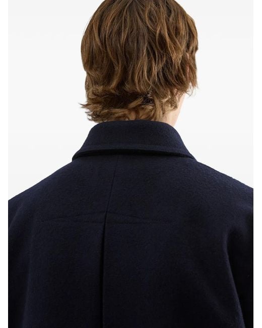 Jil Sander Blue Single-Breasted Wool Coat for men