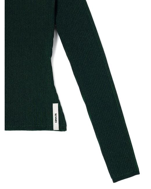 Sunnei Green Zip-Detail Round-Neck Sweater