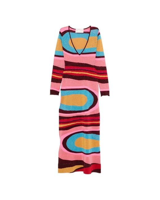 Circus Hotel Red Abstract-Pattern Maxi Dress