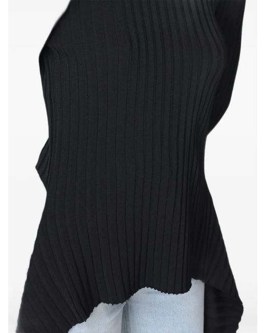 Moschino Black Ribbed Asymmetric-Hem Sweater