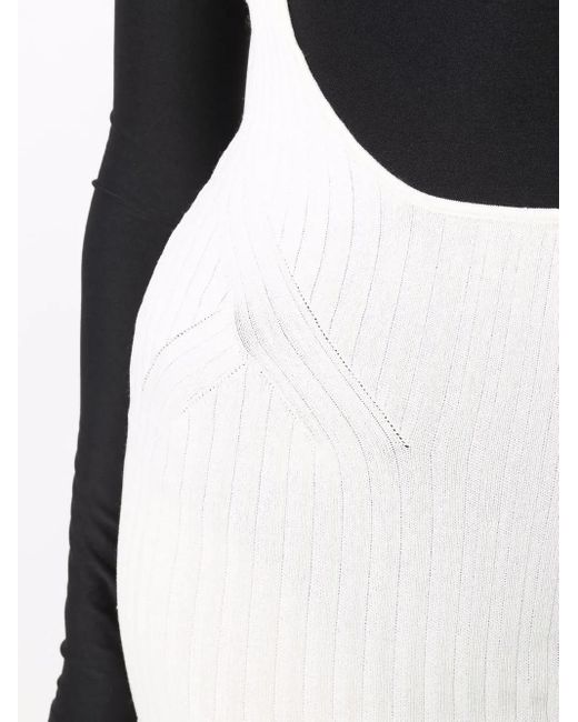 ANDREADAMO White Ribbed-Knit Pinafore Skirt