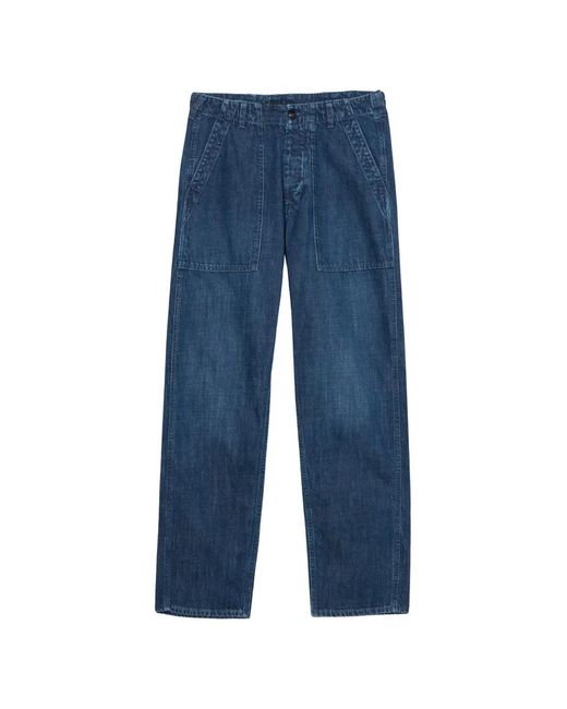 Fortela Blue Fatigue-Pocket Denim Trousers for men