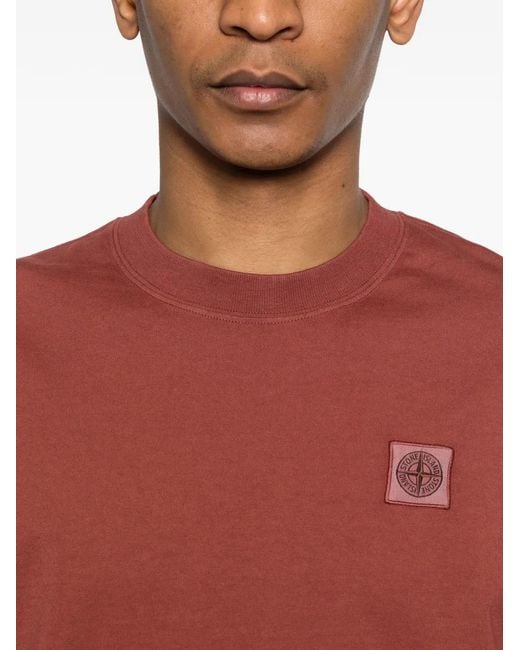 Stone Island Red Compass-Patch T-Shirt for men