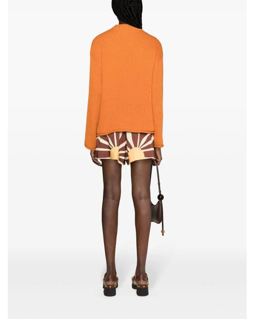 Alanui Orange Pull En Maille Finest À Design Nervuré