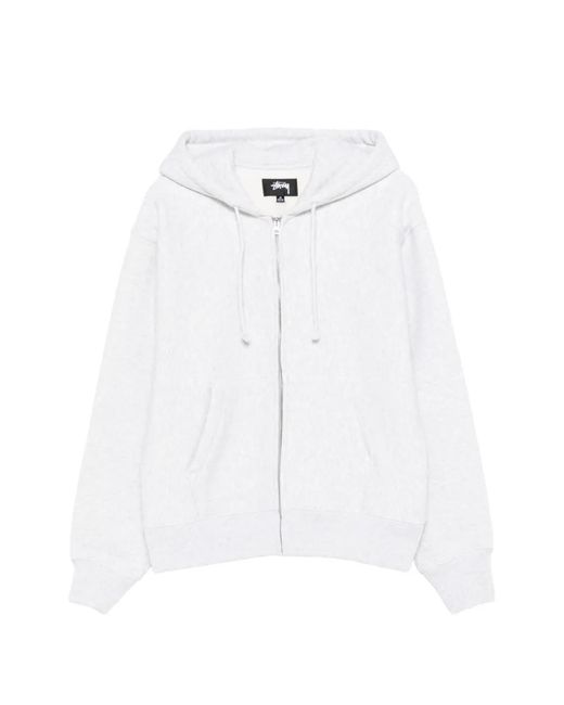 Stussy White Drawstring Hood Zip Fastening for men