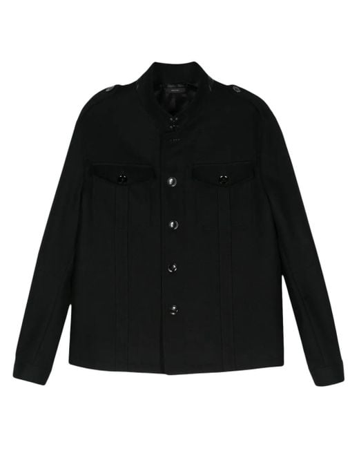 Tom Ford Vilten Jack Met Opstaande Kraag in het Black voor heren