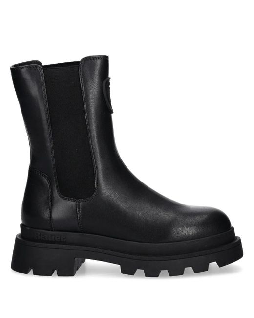 Blauer Leren Laarzen in het Black