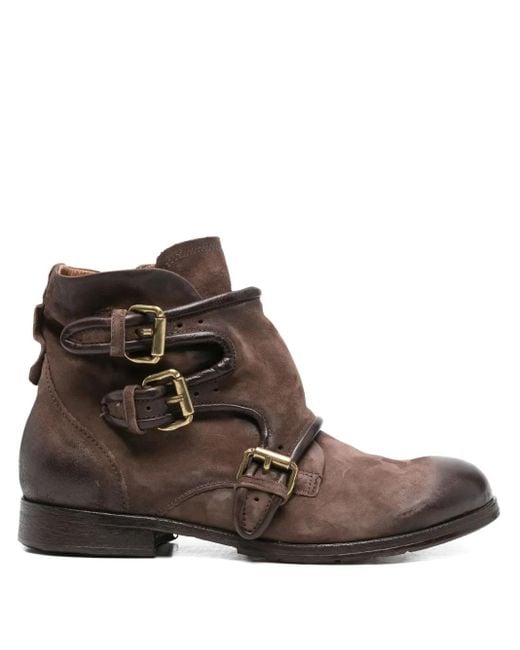 A.s.98 Brown Buckle Leather Boots for men