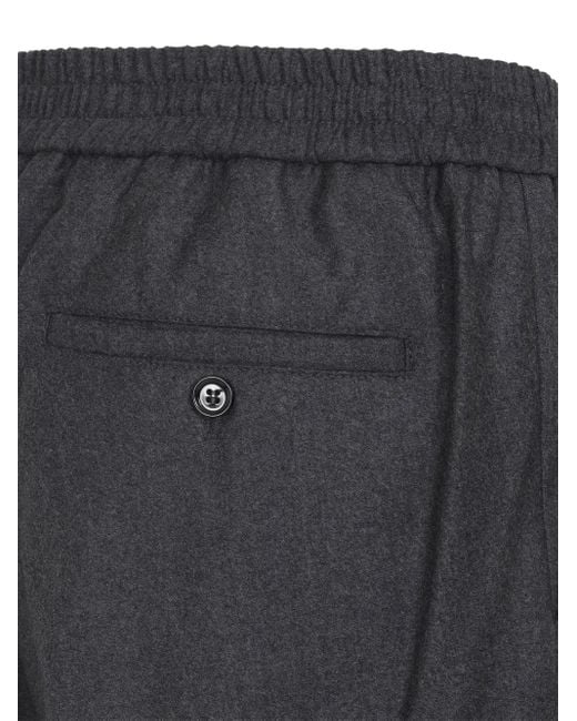 AMI Gray Elasticated-Waist Wool Trousers for men