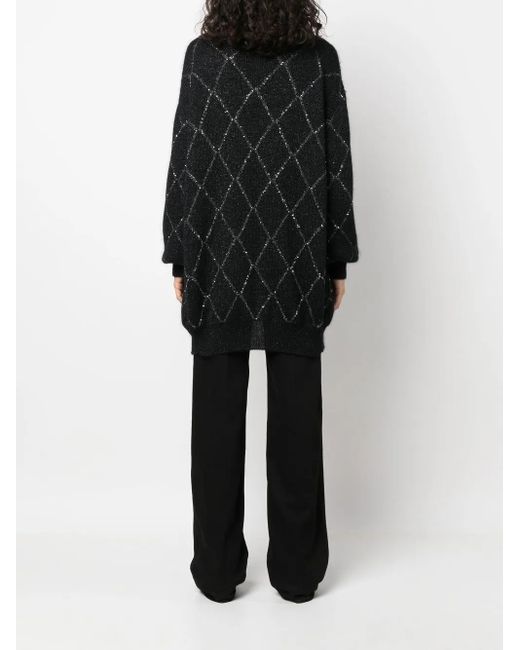 Saint Laurent Black Embroidered Mohair Blend Oversize Cardigan