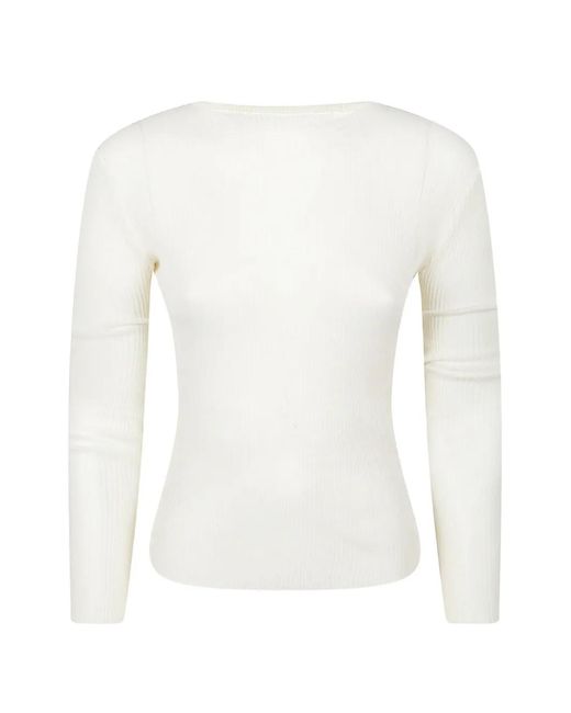 LA PISCINE White Ribbed-Knit Sweater