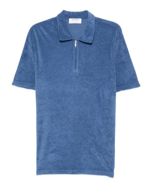 メンズ Gran Sasso ジップ ポロシャツ Blue