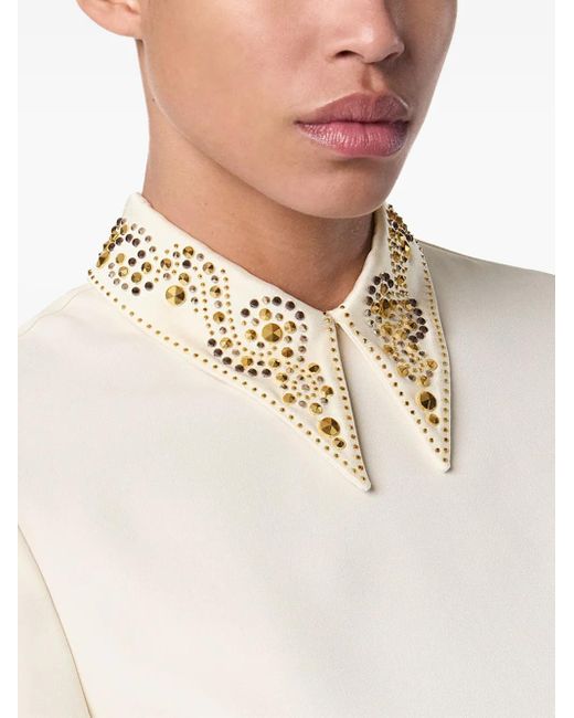 Versace Top Met Verfraaide Kraag En Korte Mouwen in het White