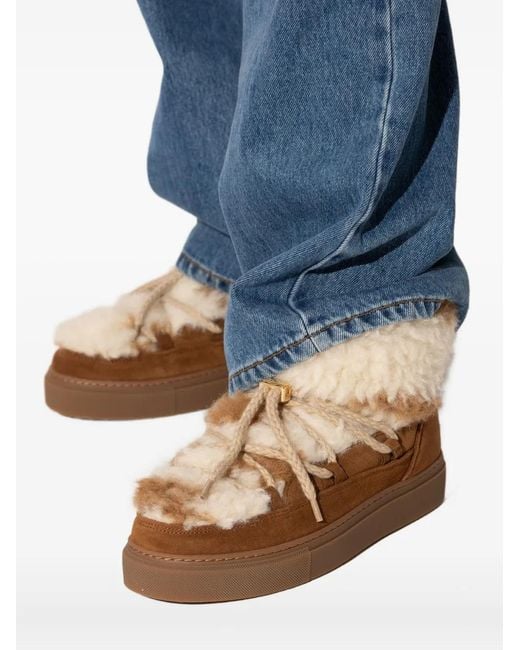 Inuikii Brown Teddy Low Shearling-Trimmed Snow Boots