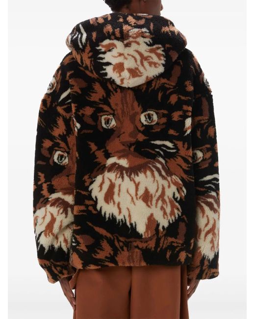 J.W. Anderson Black Faux-Fur Hooded Jacket