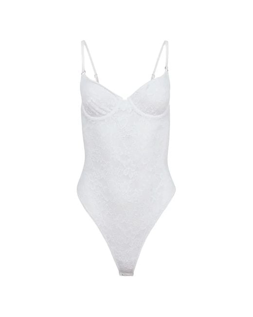 Fleur du Mal White Le Stretch Lace Bodysuit