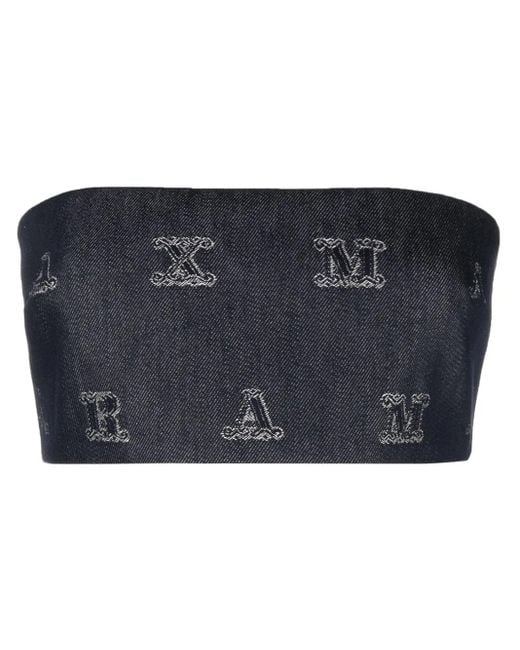 Max Mara Blue Maxmaragram Jacquard Crop Top