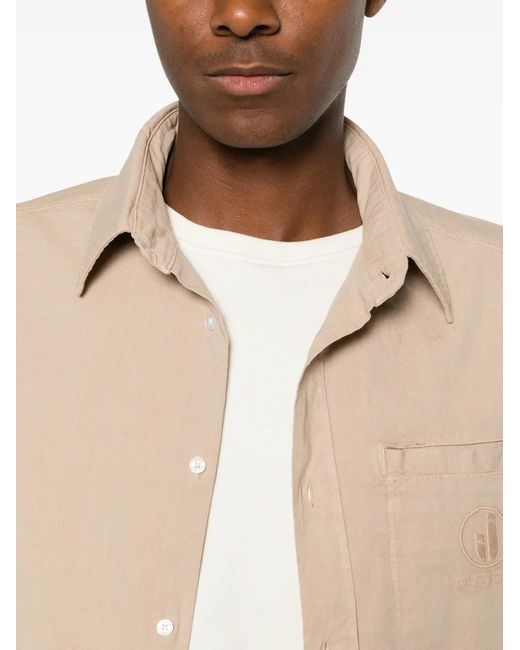 Iceberg Natural Logo-Embroidered Patch-Pocket Shirt for men