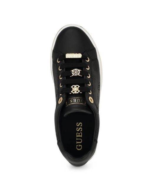 Guess Black Stasey 4G Logo-Embossed Lace-Up Sneakers