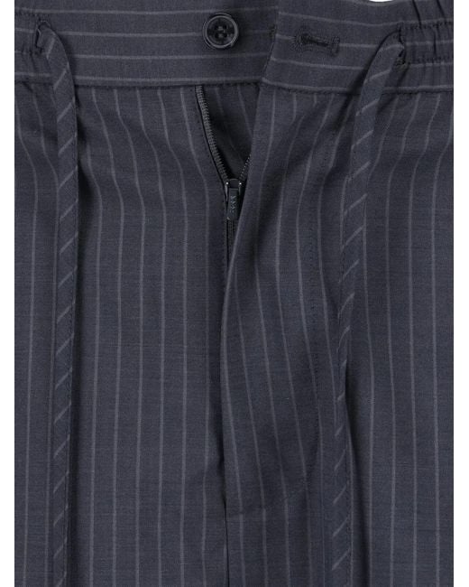 DUNST Blue Pinstriped Drawstring Trousers for men