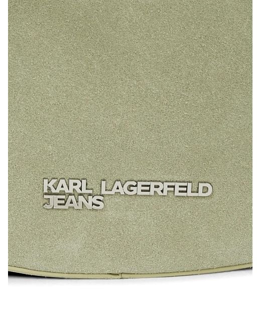 Karl Lagerfeld Green Suede Crescent Shoulder Bag