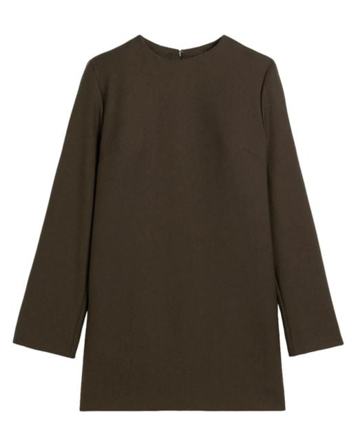 AMI Brown Long Sleeve Wool Dress