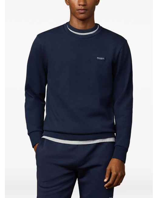 Hackett Blue Logo-Patch Crew-Neck Sweatshirt for men