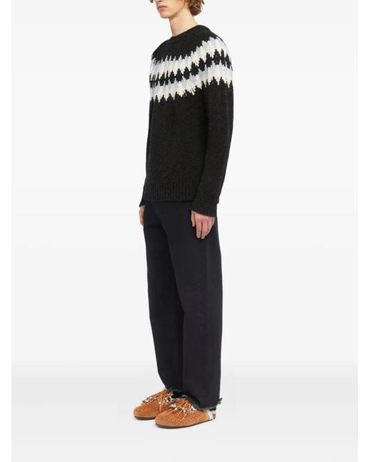 Alanui Black Fairisle Wool Sweater for men