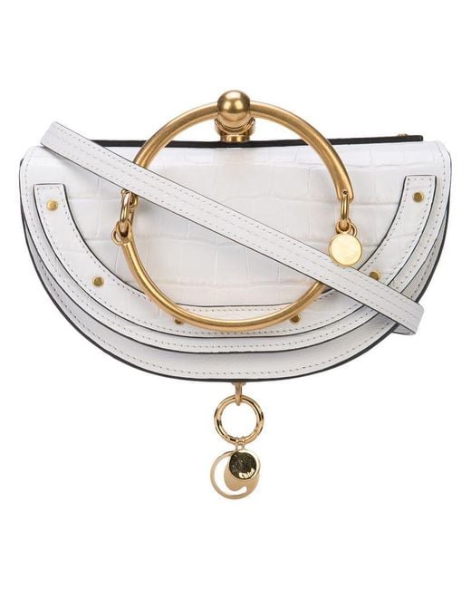 Chloé Nile Minaudiere Croc Bag in White