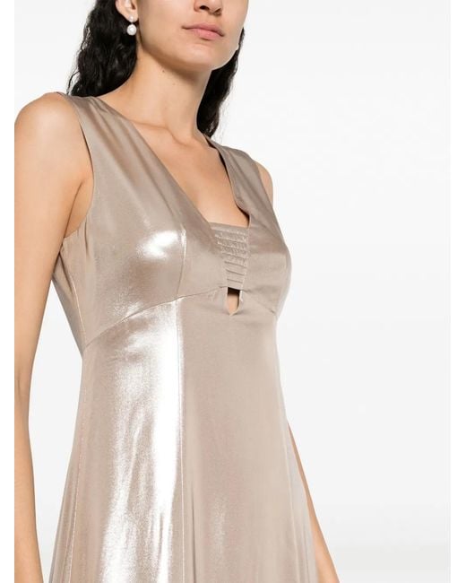Peserico Natural Laminated Flared Dress