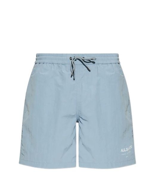 AllSaints Blue Underground Drawstring Swim Shorts for men